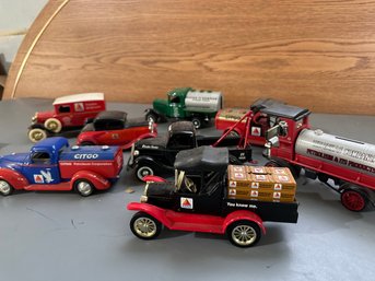 8 Vintage Metal Trucks - Mostly Citgo By Ertl From The 1990's
