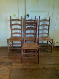 Rush Seat Ladderback Chairs Set Of 4