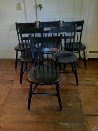 Set Of 6 Black Chairs Signed Powers