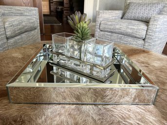 Mirrored Tray & Godinger Vase Trio