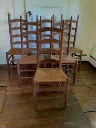 Rush Seat Ladderback Chairs Lot Of 6