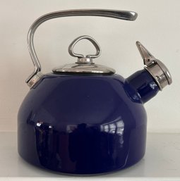 Chantal Blue Enamel Tea Kettle With Sculptural Handle