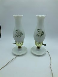 Pair Of Milk Glass Lamps