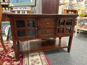 Pier One Buffet With 2 Glass Door Cabinets And 2 Drawers   With Single Shelf On Bottom