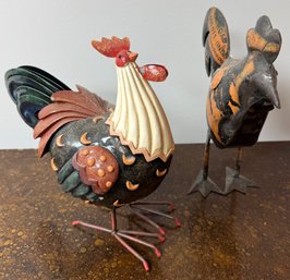 Two Metal Roosters