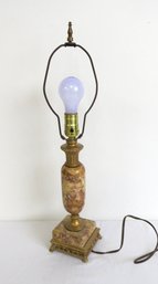 Mid-Century Alabaster Marbled Table Lamp On Gilt Metal Base