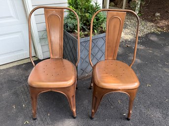 Metal Stacking Chairs Copper Color