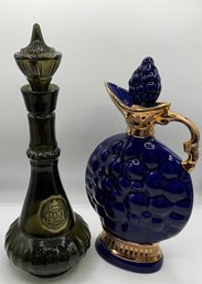 Vintage Jim Beam Decanter Bottles ~ Genie Bottle & Grape Cluster Decanter ~