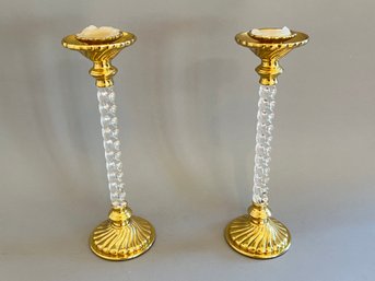 Brass And Acrylic Candlesticks