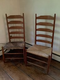 Rush Seat Ladderback Chairs Set Of 2