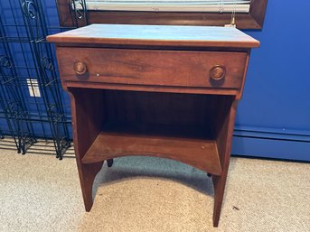 Vintage Ethan Allen Single Drawe Side Table With Bottom Shelf
