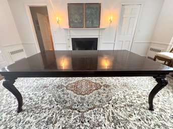 Baker Style Walnut Finish Dining Table W Leafs