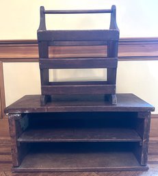 Vintage Solid Wood Small Shelf & Magazine Rack