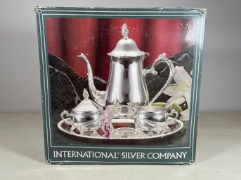 STILL IN BOX! International Silver Company Silver Plated 4-Piece Coffee Set
