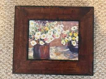 Original Oil Overflowing Bouquet Of White Daisies Yellow Centers Accented By Soft Pinks Green Signed