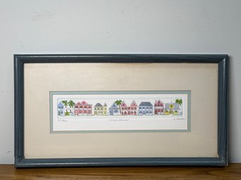 Connie Hauk 'Conch Houses' Hand-Colored Limited Edition Etching, 48/50