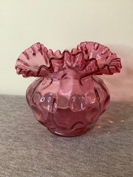 Fenton Cranberry Glass Vase