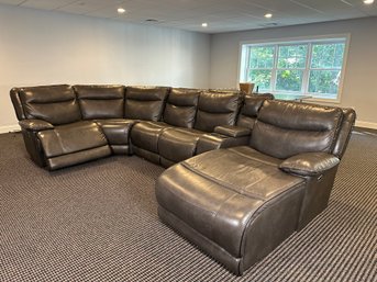 Leather Power Reclining Sectional Couch