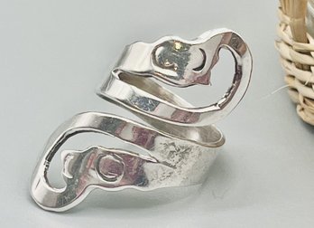 Vintage Sterling Silver Mexican Wave Wrap Ring - T8