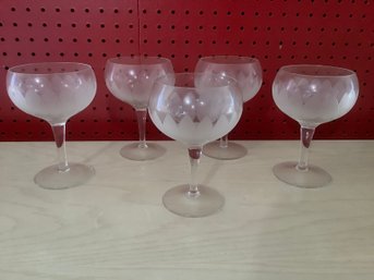 Frosted Stemmed Crystal Glasses