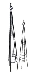 Two Pointed Spire Form Garden Topiary Towers In Metal