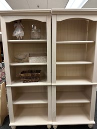 Pair Of Cream Colored Bookcases