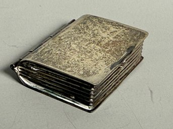 A Vintage Sterling Silver Book Design Pill Case