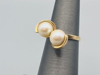 Vintage Genuine Double Pearl Ring