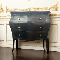 Crate And Barrel Avery Bombe Style Chest Of Drawers In A Rich, Medium-gloss Black Finish 1 Of 2