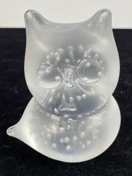 Frosted Glass Owl Paperweight
