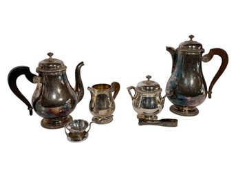 Christofle Collection Gallia Silver Plate Tea & Coffee Pots With Creme & Sugar & Tea Strainer