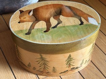 Charming Folk Art Hand Painted MARION SIMMONS Fox Pantry Box
