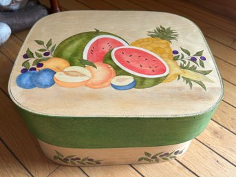 Large Folk Art Hand Painted MARION SIMMONS Pantry Box- Cornucopia Of Fruit