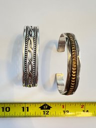 Two Sterling Silver Cuff Bracelets