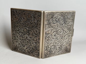 Beautiful Antique 800 Coin Silver Cigarette Case With Scrolled Design