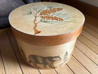 Large Folk Art Hand Painted MARION SIMMONS Bear And Moose Pantry Box