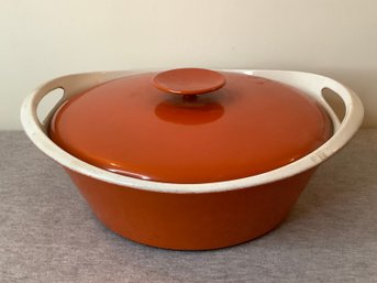 Nacco Denmark MCM Orange & White Enamel Dutch Oven #2