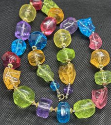 Vintage Chunky Lucite Bead Runway Necklace