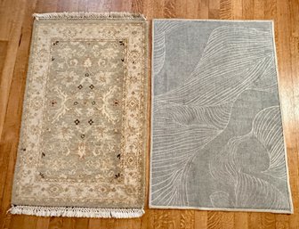 2 Small Area Rugs: Fringed & Ruggable Sana Stone Flatwoven Washable Rug