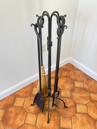 Heavy Iron Hand Forged Fireplace Tool Set