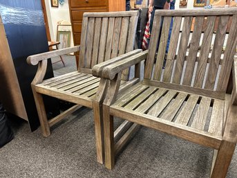 Pair Teak  Out Door Chairs  By Outdoor Classics