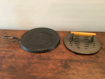Cast Iron Pan With Grill Press