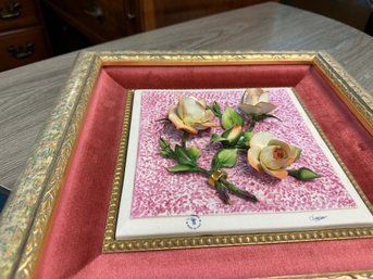 Signed Capodimonte Tile In Picture Frame