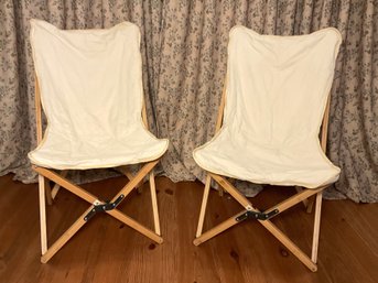 A Pair Of Canvas Folding Camp Chairs (Set 2)