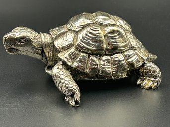 Vintage Italian Sterling Silver Laminated Tortoise Figurine
