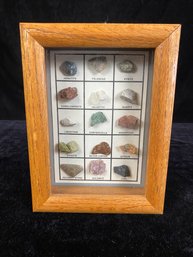 Framed Rocks Gem Stone Collection