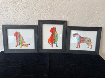 Framed Large Dog Lovers Watercolor Print Set