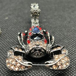 Figural Rhinestone Scorpion Brooch With Articulated Stinger