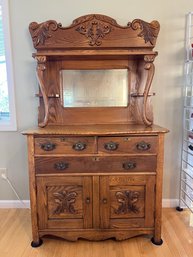 2 Piece Antique Oak Buffet Cabinet By Muncey MFG Co.