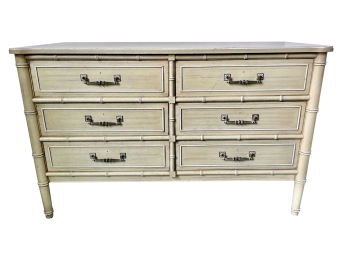 Vintage Henry Link Faux Bamboo Six Drawer Hollywood Regency Dresser - 1 Of 2